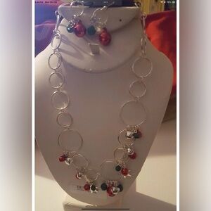 2PC CHRISTMAS Circle  necklace  earring set  Bells and Snowflakes NEW LOT#15